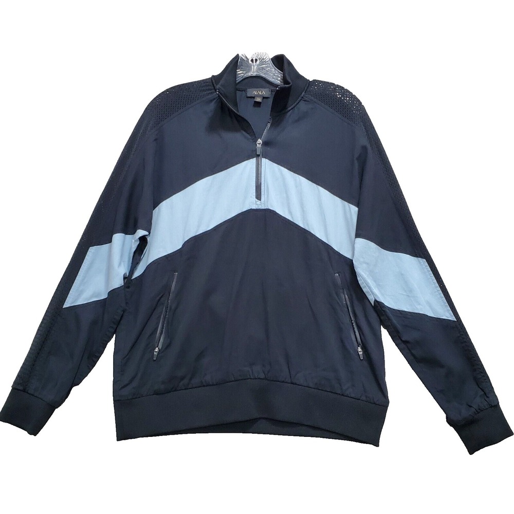 Alala Running Jacket‎ Women's Small Navy Windbreaker Mesh Mock Neck Quarter Zip